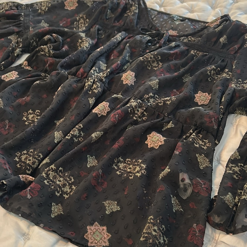 Lucky Brand Floral Bell Sleeve Blouse